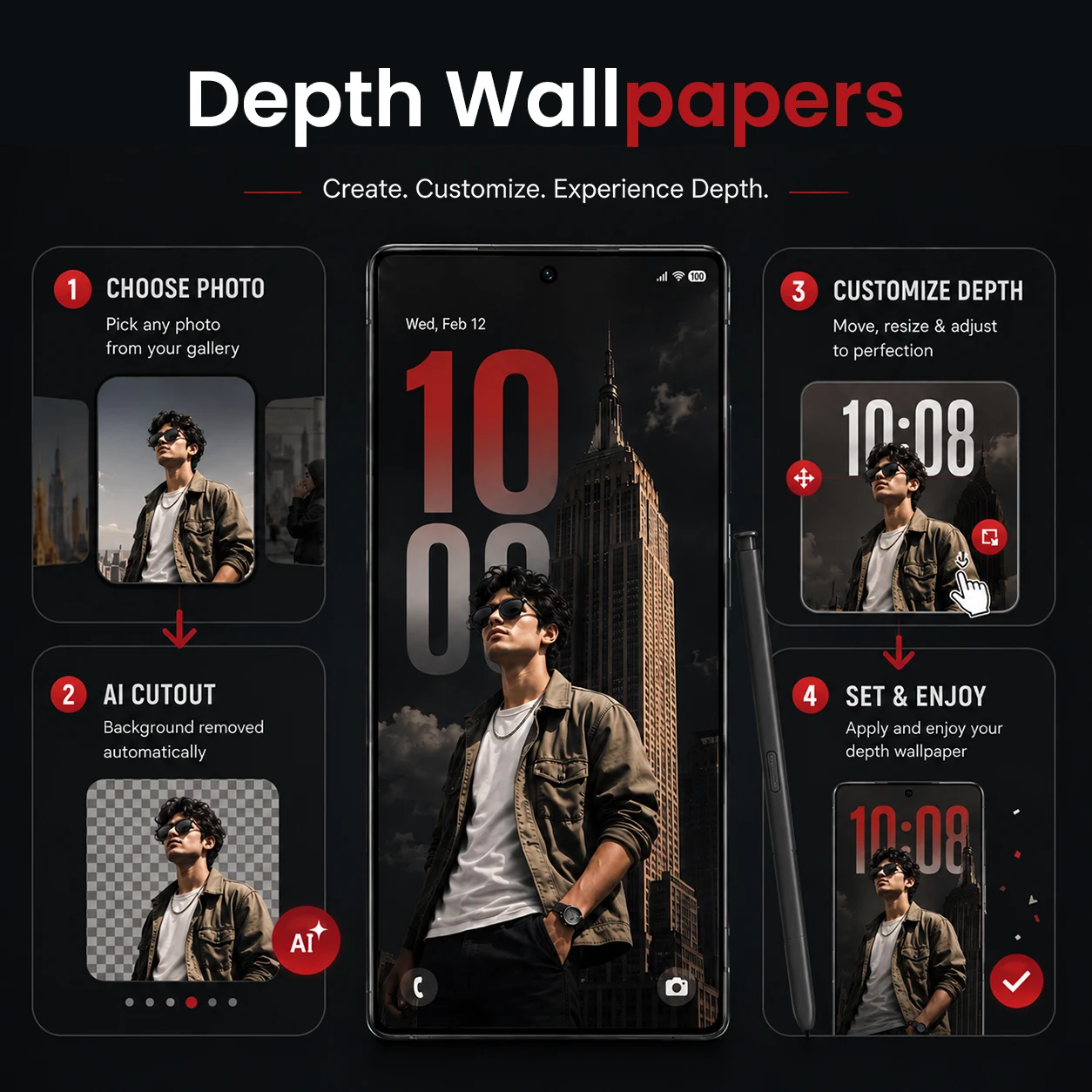 Depth Wallpapers 4k Live Clock screenshot